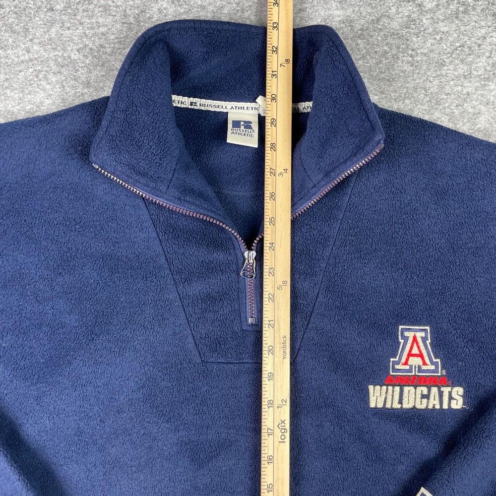 VTG Arizona Wildcats Fleece Pullover Mens XL Blue Russell Athletic 1/4 Zip 90s - Picture 4 of 7